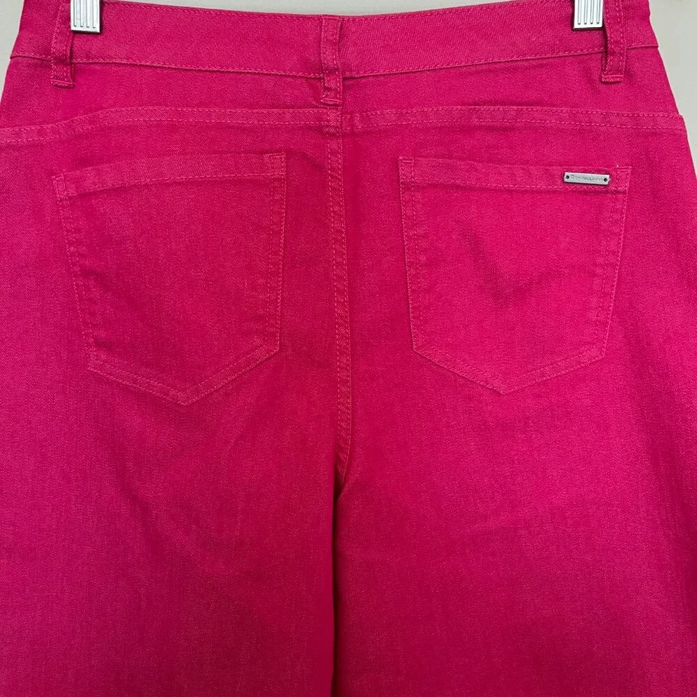 G by Giuliana Pink Stretch Bootcut Wide Leg Jean Raw Hem Barbiecore Y2K Pop 10